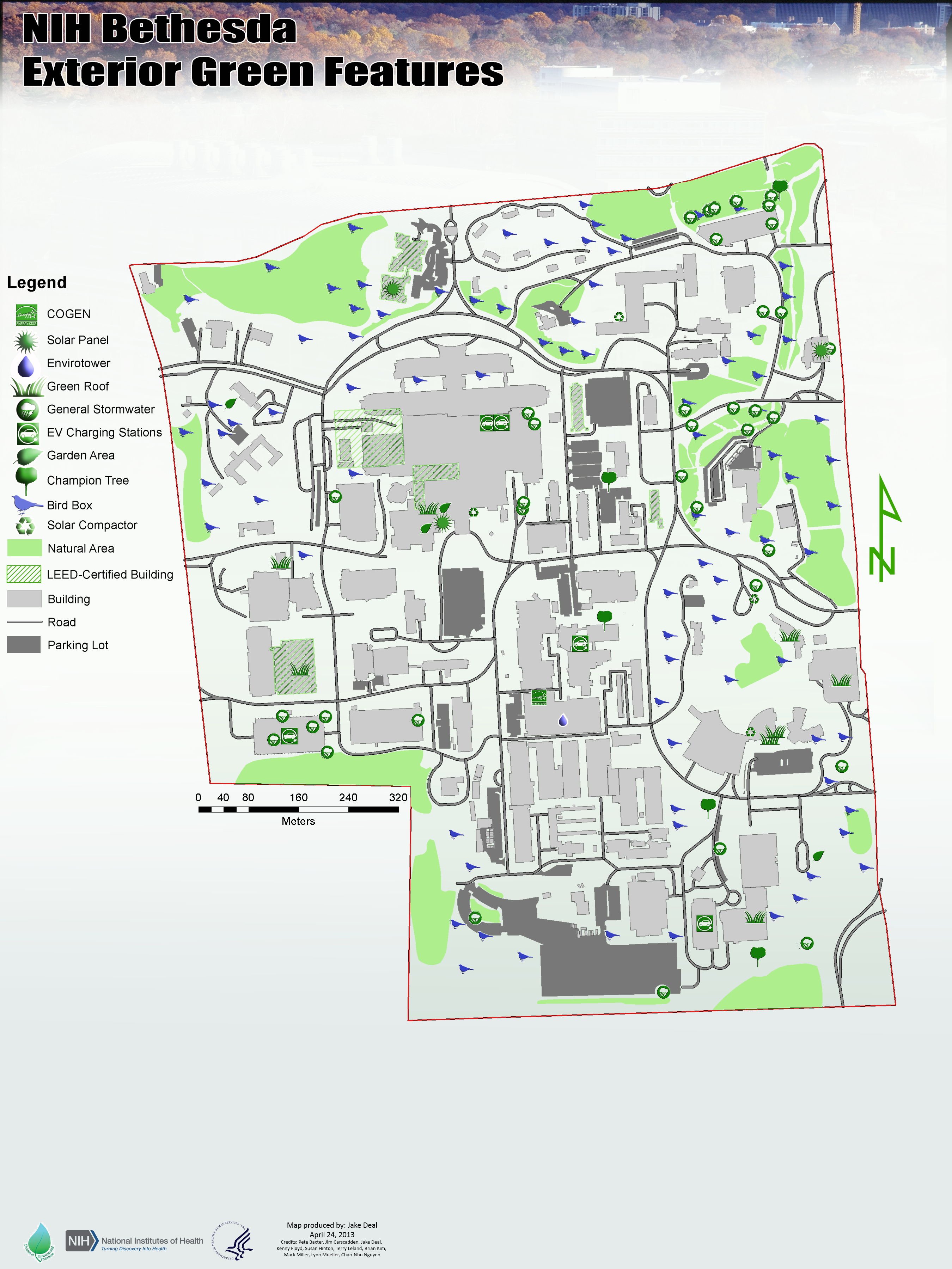 NIH Bethesda Exterior Green Features Map